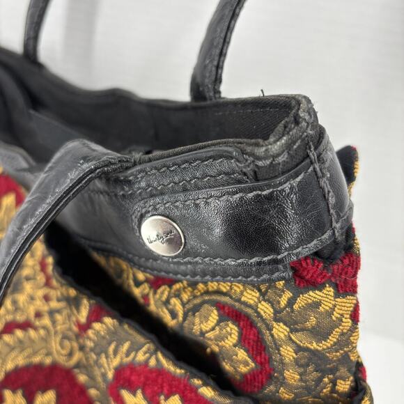 Thirty-One Tapestry Cover Shoulder Bag Burgundy Tan Floral Medallion Handbag - Picture 9 of 12